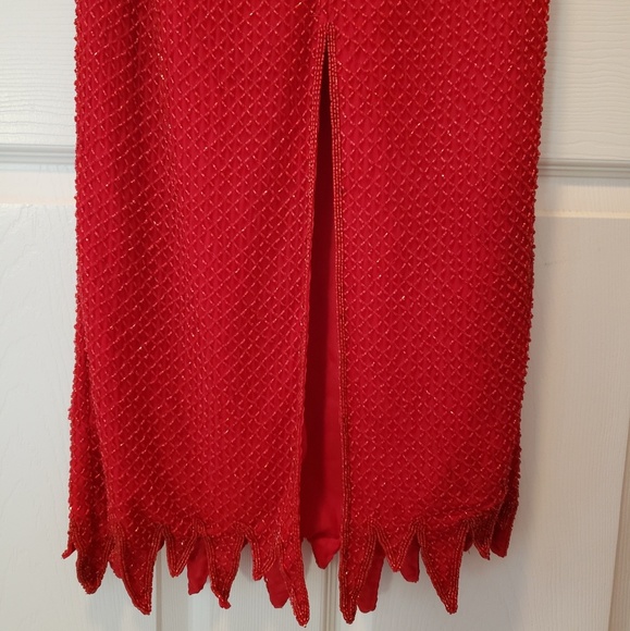 Scala beaded and sequined red evening gown - Picture 5 of 8
